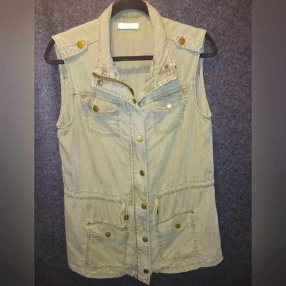 Altar'd State Utility Outerwear Vest Green Large Women's Sleeveless Pockets - Picture 3 of 12